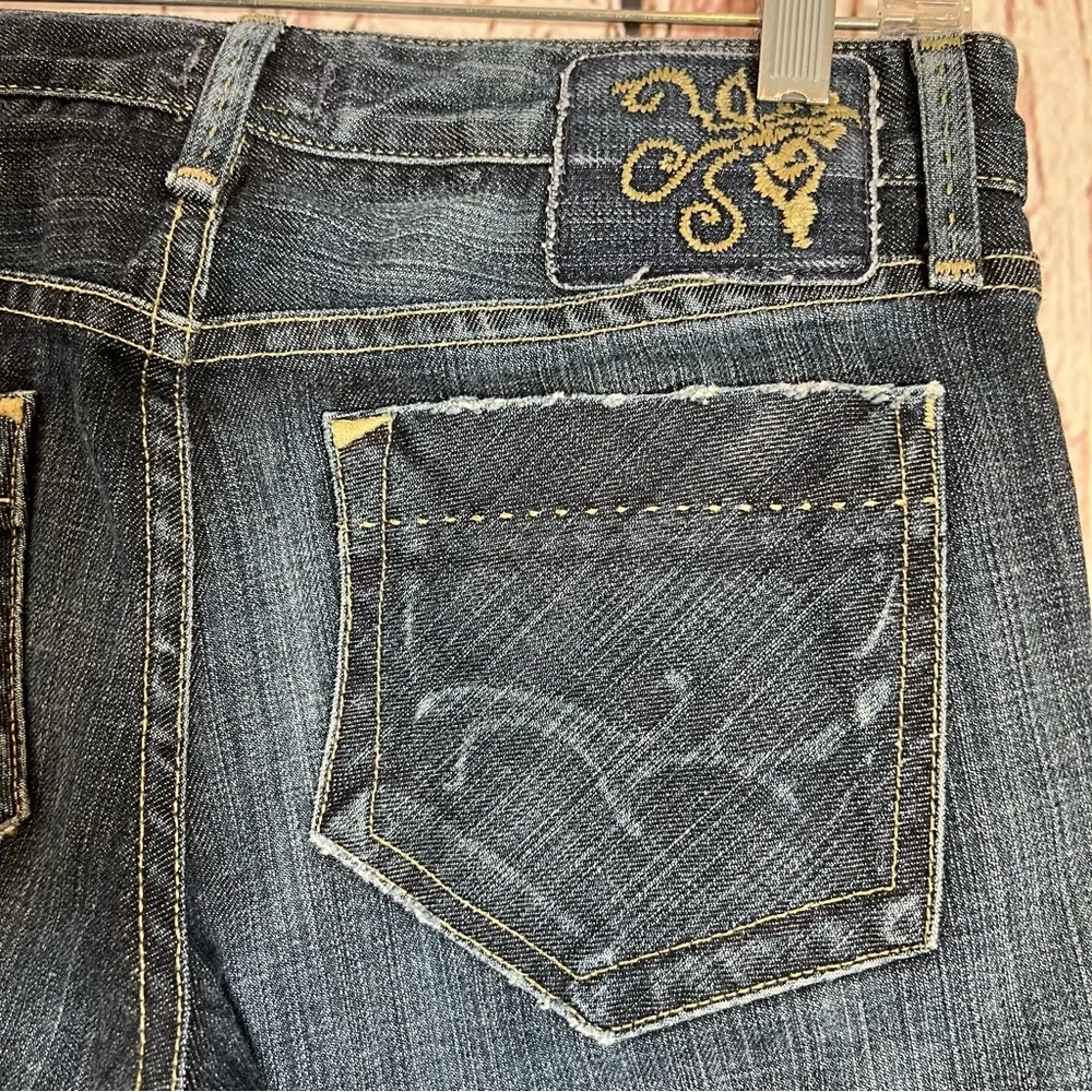 GoldSign Desire Lowrise Distressed Flare Bootcut Denim Jeans USA Made SZ 27 EUC - Picture 5 of 16